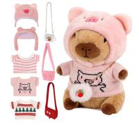 Lotvic Capybara - Peluche con vestiti e accessori, 23 cm | Capybara - Peluche a forma di maialino d'acqua, per bambini, decorazione per la casa