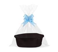 Lotvic Cesto regalo, kit cestino, cestino vuoto con sacchetti di cellophane e fiocchi, cesti regalo in corda con manici, cesti regalo in tessuto per baby shower, matrimoni, compleanni, inaugurazione