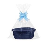 Lotvic Cesto regalo, kit cestino, cestino vuoto con sacchetti di cellophane e fiocchi, cesti regalo in corda con manici, cesti regalo in tessuto per baby shower, matrimoni, compleanni, inaugurazione