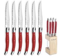 Lou Laguiole 2511RDK000K35 Bloc 6 Coltelli da Bistecca, Acciaio Inossidabile, Rosso, Taglia Unica