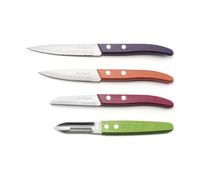 Lou Laguiole 497592NT01KK4 Forest - Set di 4 coltelli essenziali, acciaio inossidabile, legno colorato, 22 x 13 x 2 cm