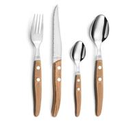 LOU LAGUIOLE Canopée Posate 24 pezzi Acciaio Inox per 6 persone, Legno | Set di 24 posate per 6 persone, acciaio inox 18/0, finitura standard