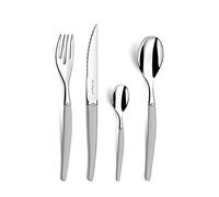 LOU LAGUIOLE Jet Sablé Posate 16 pezzi per 4 persone, Inox | Set di 16 posate per 4 persone, acciaio inox 18/0, finitura sabbiata, adatto alla lavastoviglie