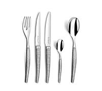 LOU LAGUIOLE Jet Textil Service 30 posate da tavolo + 6 coltelli bistecca, acciaio inox