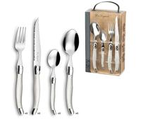 LOU LAGUIOLE Tradition Posate 24 pezzi Inox per 6 persone, Perla | Valigia con 24 posate per 6 persone, acciaio inox 18/0, finitura lucida, lavabile in lavastoviglie