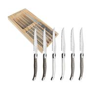 Lou Laguiole Tradition Set di 6 coltelli da Bistecca, Acciaio Inox, Multicolore