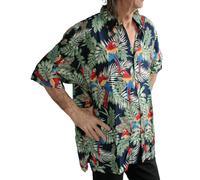 Loud Camicia Hawaiana con Pappagalli/Ibisco, Cervo Notte, Vacanza Festa Nuovo