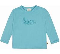 loud + proud Derby Rib con Stampa, Certificato GOTS Maglietta, Ciano, 86 cm-92 cm Unisex-Bambini e Ragazzi