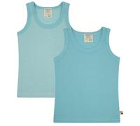 loud + proud Doppelpack, Feinripp, Bio Baumwolle und GOTS Zertifiziert Canottiera, Laguna Blu, 110-116 Unisex-Bambini e Ragazzi