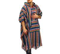 LOUDelephant Cotone Spazzolato lungo Poncho con Cappuccio - Arcobaleno, One Size