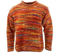 LOUDelephant Maglione lavorato a maglia di lana grossa Space Dye Stripes Modello arcobaleno retrò maglione lavorato a maglia 100% sciolto oversize caldo, Mix Rosso Sd, M