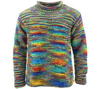 LOUDelephant Maglione lavorato a maglia di lana grossa Space Dye Stripes Modello arcobaleno retrò maglione lavorato a maglia 100% sciolto oversize caldo, Arcobaleno Sd, S