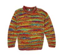 LOUDelephant Maglione lavorato a maglia di lana grossa Space Dye Stripes Modello arcobaleno retrò maglione lavorato a maglia 100% sciolto oversize caldo, Multi Mix, XL