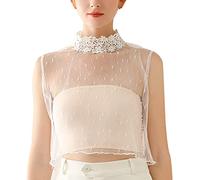 LoudSung Camicetta mezza camicia staccabile collare falso elegante pizzo vuoto collare per le donne ragazze, Design-a, 52