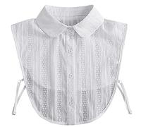 LoudSung Colletto finto staccabile mezza camicia camicetta colletto falso cotone design elegante per donne ragazze, Bianco-Rotondo, 52