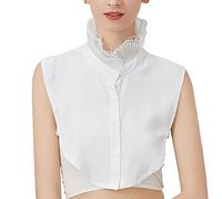 LoudSung Falso collare staccabile mezza camicia camicetta colletto finto scava fuori volant design elegante per donne ragazze, Colletto con volant, 52