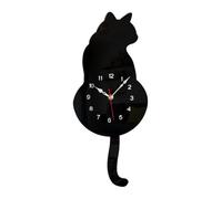 Loufy Black-Cat Orologio da parete a pendolo, orologio a forma di gatto con coda mobile, stravagante e divertente, 42 x 18 x 3 cm, nero