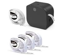 Loufy Etichettatrice P12 con confezione da 4 nastri neri su colori, stampante per etichette Bluetooth Supporto per etichette multiple Etichette di materiale Facile da installare