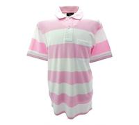 Louie James Misto Cotone Pique Polo IN Rosa/Bianco Taglie M Alla XXL