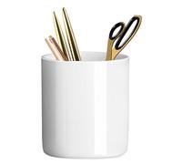 LOUIE SILNA Premium White Ceramic Pen Cup, Multi - Functional Desk Organizer for Pens, Scissors, Markers & Small Office Items, Non - Slip Base & Elegant Design for Home/Workspace Decoration