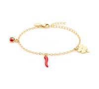 Louis Ciocchetti Bracciale in Acciaio con Corno Portafortuna - Bracciale Regolabile Uomo e Donna con Chiusura a Moschettone, Lunghezza 16 cm + 5 cm