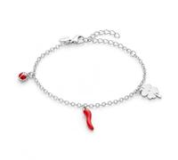 Louis Ciocchetti Bracciale in Acciaio con Corno Portafortuna - Bracciale Regolabile Uomo e Donna con Chiusura a Moschettone, Lunghezza 16 cm + 5 cm