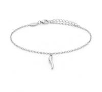 Louis Ciocchetti Bracciale in Acciaio con Corno Portafortuna - Bracciale Regolabile Uomo e Donna con Chiusura a Moschettone, Lunghezza 16 cm + 5 cm