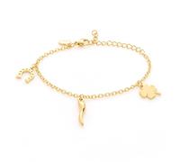 Louis Ciocchetti Bracciale in Acciaio con Corno Portafortuna - Bracciale Regolabile Uomo e Donna con Chiusura a Moschettone, Lunghezza 16 cm + 5 cm