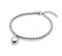 Louis Ciocchetti Bracciale Sfere in Acciaio con Ciondolo Corno Portafortuna o Cuore - Bracciale Regolabile Uomo e Donna, 16 cm + 5 cm, Disponibile in Più Colorazioni, Idea Regalo per Lui e Lei