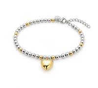 Louis Ciocchetti Bracciale Sfere in Acciaio con Ciondolo Corno Portafortuna o Cuore - Bracciale Regolabile Uomo e Donna, 16 cm + 5 cm, Disponibile in Più Colorazioni, Idea Regalo per Lui e Lei