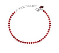 Louis Ciocchetti dal 1887 Bracciale Tennis Rosso Acciaio con Zirconi 5A da 3mm, Gioiello Elegante per Donna uomo, misura regolabile 16+4cm, anallergico, Idea Regalo