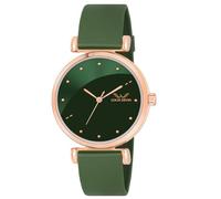 LOUIS DEVIN Orologio da polso analogico con cinturino in silicone per le donne (verde/marrone/blu/quadrante nero) | LD-CKL191, verde, Classico