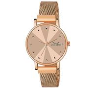 LOUIS DEVIN Orologio da polso analogico da donna con catena a maglia placcata in oro rosa (quadrante blu/verde/marrone/nero) | LD-RG173, oro rosa, Classico