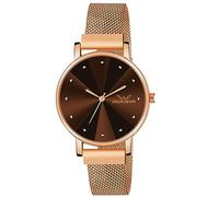 LOUIS DEVIN Orologio da polso analogico da donna con catena a maglia placcata in oro rosa (quadrante blu/verde/marrone/nero) | LD-RG173, marrone, Classico