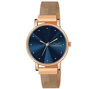 LOUIS DEVIN Orologio da polso analogico da donna con catena a maglia placcata in oro rosa (quadrante blu/verde/marrone/nero) | LD-RG173, marrone chiaro::blu, Classico