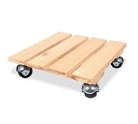 Louis Moulin Carrello Porta-Piante in Legno Quadrato Grezzo Basic, 30 x 30 cm - Made in France