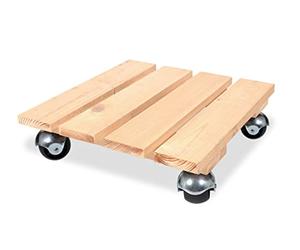 Louis Moulin Carrello Porta-Piante in Legno Quadrato Grezzo Basic, 30 x 30 cm - Made in France