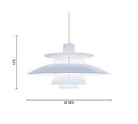 Louis Poulsen Lampada a sospensione PH 5 320, blu opalino, E14 Louis Poulsen