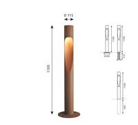 Louis Poulsen lampione Flindt 830 ruggine 110 cm dim piede messa a terra Louis Poulsen