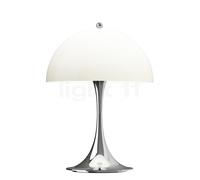 Louis Poulsen Panthella Portable Lampada ricaricabile LED, paralume opalino beige/piede cromo lucido - 25 cm