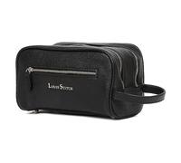 LOUIS STITCH Kit da toeletta da uomo in pelle italiana rimpicciolita nera con scomparti multipli, borsa per toelettatura e rasatura da uomo (TK-DZ-JB-300)