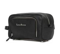 LOUIS STITCH Kit da toilette unisex in pelle italiana macinata, organizer da viaggio con scomparti multipli, per toelettatura, rasatura, cosmetici, beauty case per uomini e donne (TK-FP), Nero corvino