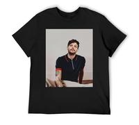 Louis Tomlinson Athletic Muscle Fit Tee Maglietta in cotone elasticizzato a maniche corte per allenamento, Nero , L