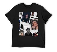 Louis Tomlinson Classic Black Cotton Tee Essential Manica Corta Girocollo per Armadio Minimalista, Nero , S