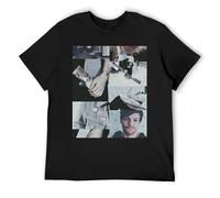 Louis Tomlinson Premium Slub Cotton Tee Natural Textured Manica Corta Casual Top, Nero , L