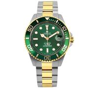 LOUIS XVI Le Baron Automatic 3145 - Ø 41 mm - Orologio da uomo - Impermeabile - Bracciale bicolore argento oro - quadrante verde - orologio automatico