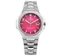 LOUIS XVI Renaissance Femme 6121 - Ø 35 mm - orologio da donna - impermeabile - bracciale argento - quadrante rosa scuro con diamanti - movimento al quarzo svizzero