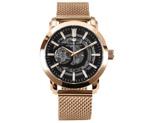 LOUIS XVI Versailles 2.0 Automatico 1910 - Ø 43,5 mm - Orologio da uomo - Impermeabile - Orologio scheletrico - Cinturino oro rosa - Quadrante nero - Orologio automatico, oro rosa