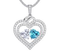 LOUISA SECRET Collana da donna in argento Sterling 925, con due cuori portafortuna, ciondolo ipoallergenico con catena regolabile per uso quotidiano, regalo di anniversario di compleanno con
