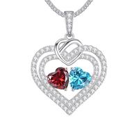 LOUISA SECRET Collana da donna in argento Sterling 925, con due cuori portafortuna, ciondolo ipoallergenico con catena regolabile per uso quotidiano, regalo di anniversario di compleanno con